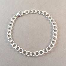 Load image into Gallery viewer, CHARM BRACELET Curb Chain Lobster Clasp .925 Sterling Silver Starter 5.3 mm Wide Link 7"- 9" CB28