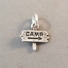 Load image into Gallery viewer, CAMP SIGN .925 Sterling Silver Small 3-D Charm Pendant Girl Scouts Camping HB06