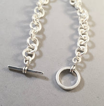 Load image into Gallery viewer, CHARM BRACELET Extra Heavy Round Topggle Clasp .925 Sterling Silver Starter 8.5mm Loop Link 7"- 9" CB25
