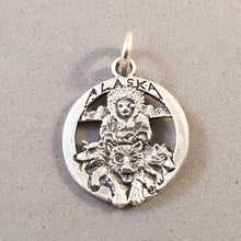 Load image into Gallery viewer, ALASKA INUIT & WALRUS 2 Sided .925 Sterling Silver Charm Travel Dog Sled Iditarod Sea Lion TH15