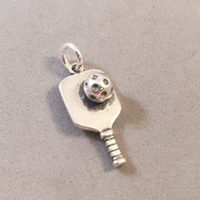 Load image into Gallery viewer, PICKLE BALL .925 Sterling Silver 3-D Charm Pendant Racket Sports Player SH05