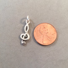 Load image into Gallery viewer, Sale! TREBLE CLEF Rounded .925 Sterling Silver 3-D Charm Pendant Sheet Love Music Score Band Symbols SL76R