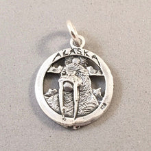 Load image into Gallery viewer, ALASKA INUIT & WALRUS 2 Sided .925 Sterling Silver Charm Travel Dog Sled Iditarod Sea Lion TH15