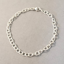 Load image into Gallery viewer, CHARM BRACELET Light Oval Lobster Clasp .925 Sterling Silver Clasp Starter 4x5 mm Loop Link 6.5"- 9" CB02