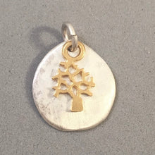 Load image into Gallery viewer, TREE Kevin-N-Anna 14K Gold Plated Dangle on Sterling Silver Charm Handmade Satin Finish KA21-T