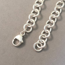 Load image into Gallery viewer, CHARM BRACELET Heavy Round Lobster Clasp .925 Sterling Silver Starter 7.5mm Loop Link 7"- 9" CB24