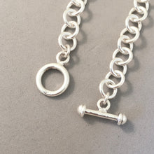 Load image into Gallery viewer, CHARM BRACELET Heavy Round Toggle Clasp .925 Sterling Silver Starter 7.5mm Loop Link 7"- 9" CB23