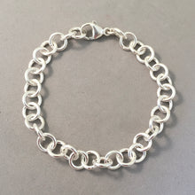 Load image into Gallery viewer, CHARM BRACELET Heavy Round Lobster Clasp .925 Sterling Silver Starter 7.5mm Loop Link 7"- 9" CB24