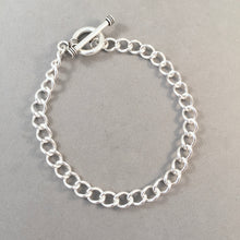 Load image into Gallery viewer, CHARM BRACELET Curb Chain Toggle Clasp .925 Sterling Silver Starter 5.3 mm Wide Link 7"- 8.5" CB27