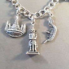 Load image into Gallery viewer, BANGKOK MEMORIES .925 Sterling Silver Travel Souvenir Charm Bracelet Thailand Tuk Tuk Buddah Wat Arun Thai Dancer  and More!