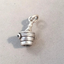 Load image into Gallery viewer, Sale! CHAMPAGNE BOTTLE IN ICE BUCKET .925 Sterling Silver 3-D Charm Pendant Bubbly Sparking Wine New Years SL22M