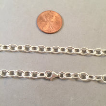 Load image into Gallery viewer, CHARM NECKLACE Medium Oval .925 Sterling Silver 22" 26" Chain OVAL 5.5mm by 7mm Loop Link CB04N