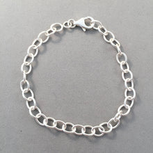 Load image into Gallery viewer, CHARM BRACELET Medium Oval Lobster Clasp .925 Sterling Silver Starter 5x7 mm Loop Link 7"- 9" CB04