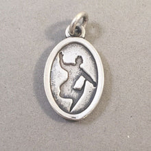 Load image into Gallery viewer, Sale! SNOWBOARDER Oval .925 Sterling Silver Charm Pendant Winter Snow Sport SL79A