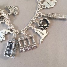 Load image into Gallery viewer, EUROPEAN TOUR .925 Sterling Silver Travel Souvenir Charm Bracelet Italy France Spain Portugal Greece Germany England Ireland