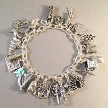 Load image into Gallery viewer, IRELAND MEMORIES .925 Sterling Silver Travel Souvenir Charm Bracelet Blarney Castle, Claddagh, Cliffs of Moher, Giants Causeway and More!