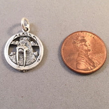 Load image into Gallery viewer, ALASKA INUIT & WALRUS 2 Sided .925 Sterling Silver Charm Travel Dog Sled Iditarod Sea Lion TH15