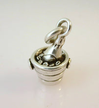 Load image into Gallery viewer, Sale! CHAMPAGNE BOTTLE IN ICE BUCKET .925 Sterling Silver 3-D Charm Pendant Bubbly Sparking Wine New Years SL22M