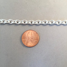 Load image into Gallery viewer, CHARM BRACELET Tight Oval Lobster Clasp .925 Sterling Silver Starter 5.5 x 6.5 mm Thick Loop Link 7"- 9" CB06
