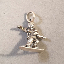 Load image into Gallery viewer, SNOWBOARDER .925 Sterling Silver 3-D Charm Pendant Winter Snow Sport WT02