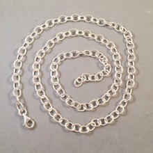 Load image into Gallery viewer, CHARM NECKLACE Medium Oval .925 Sterling Silver 22" 26" Chain OVAL 5.5mm by 7mm Loop Link CB04N