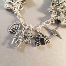 Load image into Gallery viewer, IRELAND MEMORIES .925 Sterling Silver Travel Souvenir Charm Bracelet Blarney Castle, Claddagh, Cliffs of Moher, Giants Causeway and More!