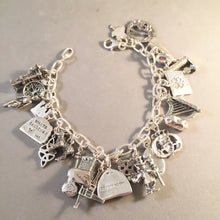 Load image into Gallery viewer, IRELAND MEMORIES .925 Sterling Silver Travel Souvenir Charm Bracelet Blarney Castle, Claddagh, Cliffs of Moher, Giants Causeway and More!