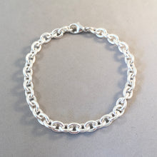 Load image into Gallery viewer, CHARM BRACELET Tight Oval Lobster Clasp .925 Sterling Silver Starter 5.5 x 6.5 mm Thick Loop Link 7"- 9" CB06