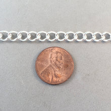 Load image into Gallery viewer, CHARM BRACELET Curb Chain Lobster Clasp .925 Sterling Silver Starter 5.3 mm Wide Link 7"- 9" CB28