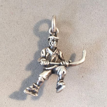 Load image into Gallery viewer, HOCKEY PLAYER .925 Sterling Silver 3-D Charm Pendant Winter Sport