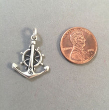 Load image into Gallery viewer, ANCHOR & CAPTAINS WHEEL .925 Sterling Silver Charm Pendant Sailing Boating Boat Ocean BV10