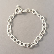Load image into Gallery viewer, CHARM BRACELET Heavy Oval Toggle Clasp .925 Sterling Silver Starter 6x8.5mm Loop Link 7"- 9" CB17