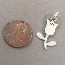 Load image into Gallery viewer, Sale! ROSE Silhouette .925 Sterling Silver 3-D Charm Pendant Flower Garden Nature SL70G
