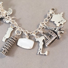 Load image into Gallery viewer, EUROPEAN TOUR .925 Sterling Silver Travel Souvenir Charm Bracelet Italy France Spain Portugal Greece Germany England Ireland