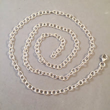 Load image into Gallery viewer, CHARM NECKLACE Light Oval .925 Sterling Silver 22" 26" Chain OVAL 4 by 5 mm Loop Link CB02N