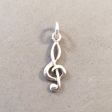 Load image into Gallery viewer, Sale! TREBLE CLEF Rounded .925 Sterling Silver 3-D Charm Pendant Sheet Love Music Score Band Symbols SL76R