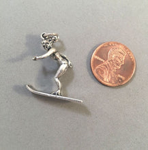 Load image into Gallery viewer, Sale! WATERSKIER .925 Sterling Silver 3-D Charm Pendant SL79L