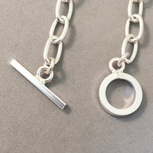 Load image into Gallery viewer, CHARM BRACELET Long Oval Toggle Clasp .925 Sterling Silver Starter 5x9mm Loop Link 7"- 9" CB21