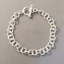 Load image into Gallery viewer, CHARM BRACELET Heavy Round Toggle Clasp .925 Sterling Silver Starter 7.5mm Loop Link 7"- 9" CB23