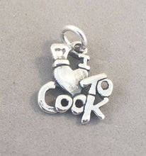 Load image into Gallery viewer, Sale! I LOVE To COOK .925 Sterling Silver Charm Pendant Heart Chef Hat Kitchen SL22C