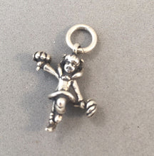 Load image into Gallery viewer, Sale! CHEERLEADER With Pom Pom's .925 Sterling Silver 3-D Charm Pendant Sports Cheer Squad SL81D