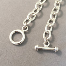 Load image into Gallery viewer, CHARM BRACELET Heavy Oval Toggle Clasp .925 Sterling Silver Starter 6x8.5mm Loop Link 7"- 9" CB17