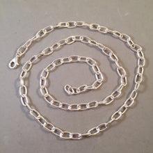 Load image into Gallery viewer, CHARM NECKLACE Long Oval .925 Sterling Silver 22" 26" Chain OVAL 5 by 9 mm Loop Link CB22N