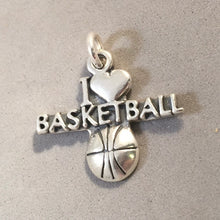 Load image into Gallery viewer, Sale! I HEART BASKETBALL Love .925 Sterling Silver Charm Pendant Player Sports SL29L