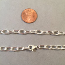 Load image into Gallery viewer, CHARM NECKLACE Long Oval .925 Sterling Silver 22" 26" Chain OVAL 5 by 9 mm Loop Link CB22N