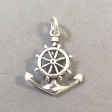 Load image into Gallery viewer, ANCHOR & CAPTAINS WHEEL .925 Sterling Silver Charm Pendant Sailing Boating Boat Ocean BV10