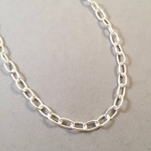 Load image into Gallery viewer, CHARM NECKLACE Long Oval .925 Sterling Silver 22" 26" Chain OVAL 5 by 9 mm Loop Link CB22N