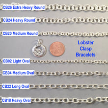 Load image into Gallery viewer, CHARM BRACELET Medium Tight Round Lobster Clasp .925 Sterling Silver Starter 5.5mm Loop Link 7"- 9" CB20