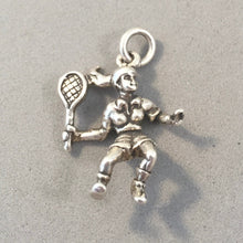 Load image into Gallery viewer, Sale! TENNIS PLAYER With Pony Tail  .925 Sterling Silver Charm Pendant Racket Girl Sports SL30D