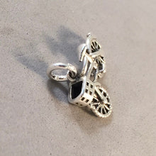 Load image into Gallery viewer, BICYCLE with BASKET 3-D .925 Sterling Silver Charm Pendant City Tour Bike Ten Speed Amsterdam Travel SP22